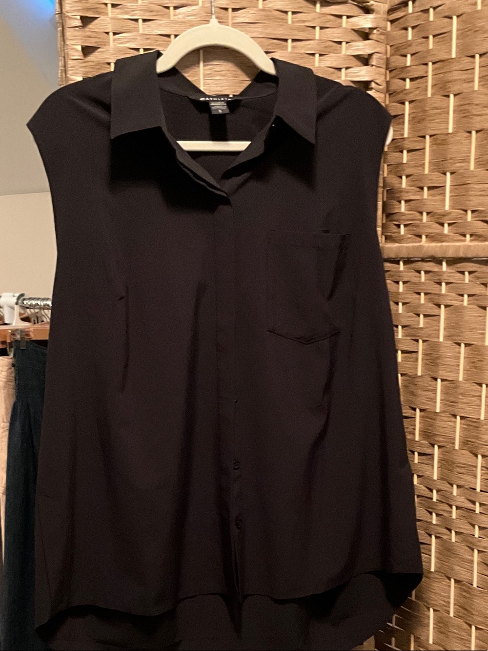 Athleta Black Sleeveless Button-Front Shirt